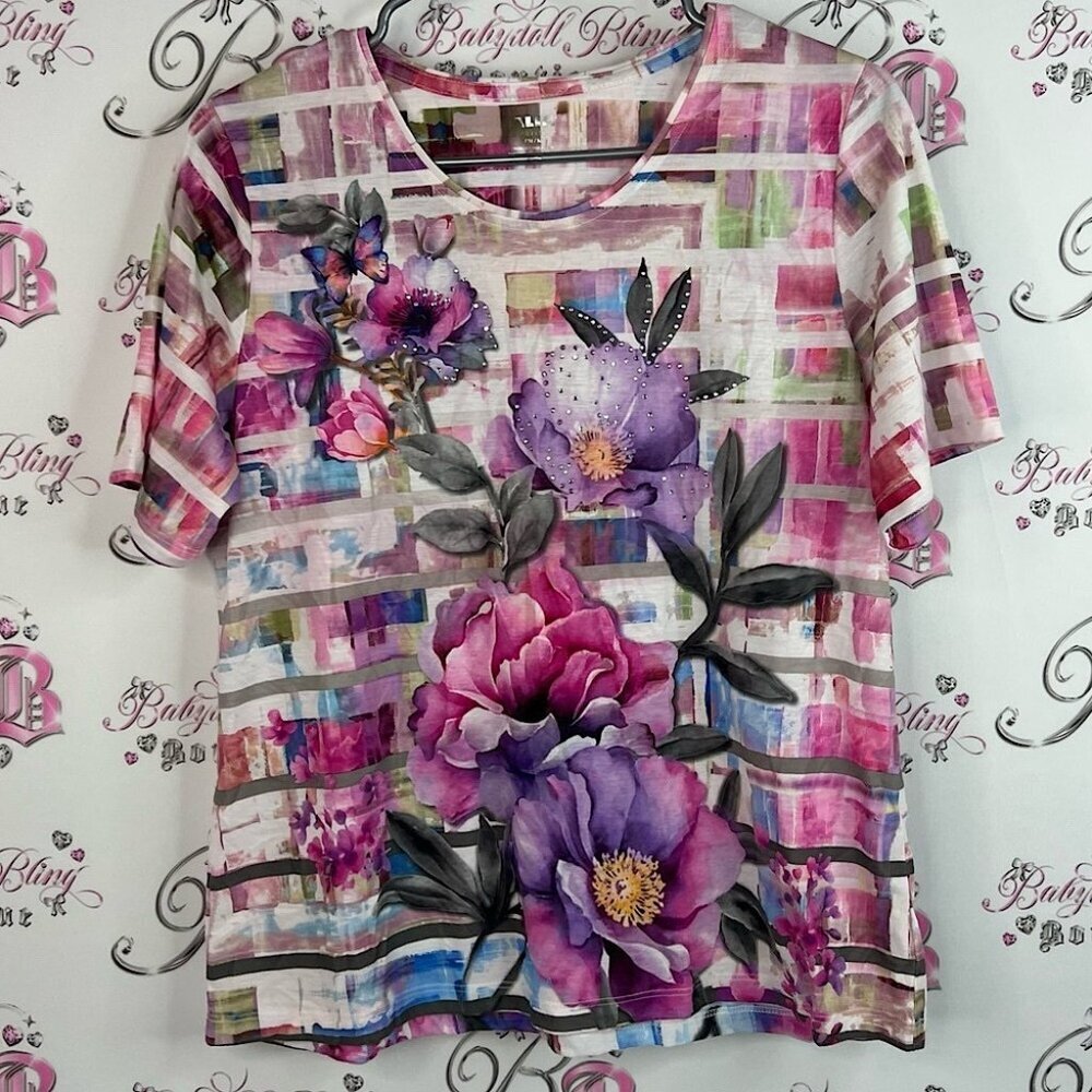 Alia tshirt flowers floral Multicolor Floral Short Sleeve Top